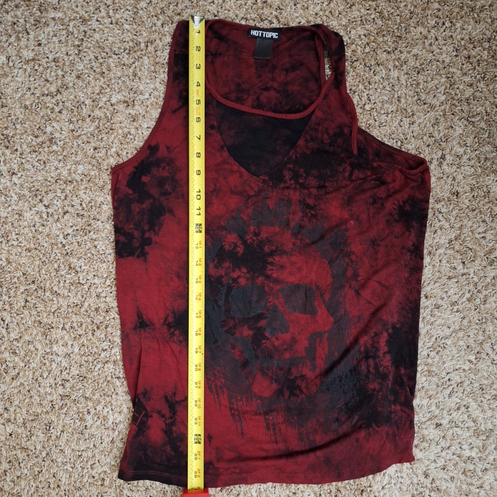 Sold -- Hot Topic Red Black Tie Dye Skull Mesh Illusion Tank M - Picture 6 of 6
